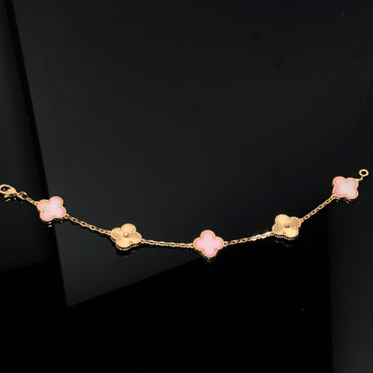 [Glitter Jewelry]CLOVER BRACELET 5 MOTIF PINK AND PINK GOLD