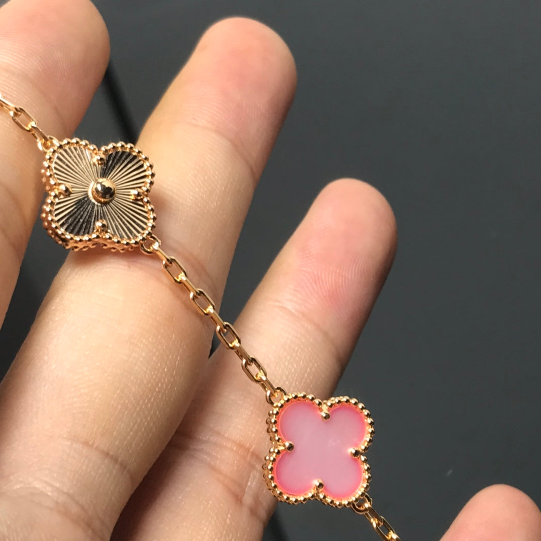 [Glitter Jewelry]CLOVER BRACELET 5 MOTIF PINK AND PINK GOLD