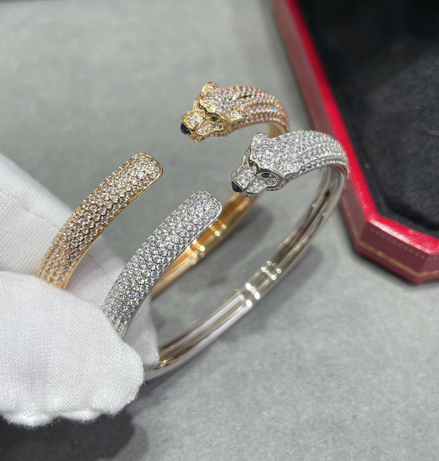 [Glitter Jewelry]PANTHERE FULL DIAMOND OPEN BRACELET