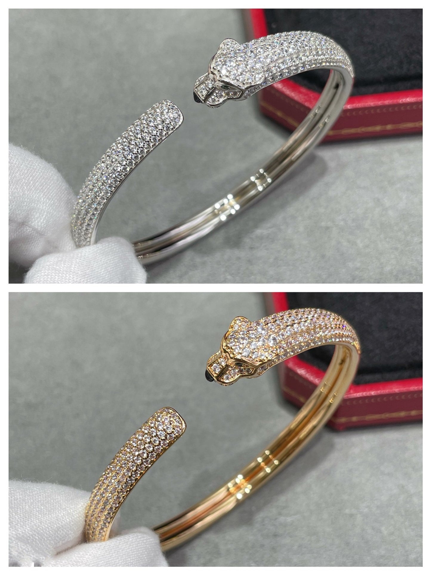 [Glitter Jewelry]PANTHERE FULL DIAMOND OPEN BRACELET