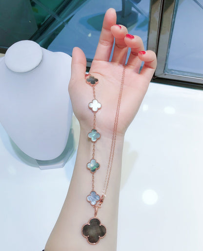 [グリッタージュエリー]5モチーフブレスレットとネックレス ダークモップ ローズゴールド