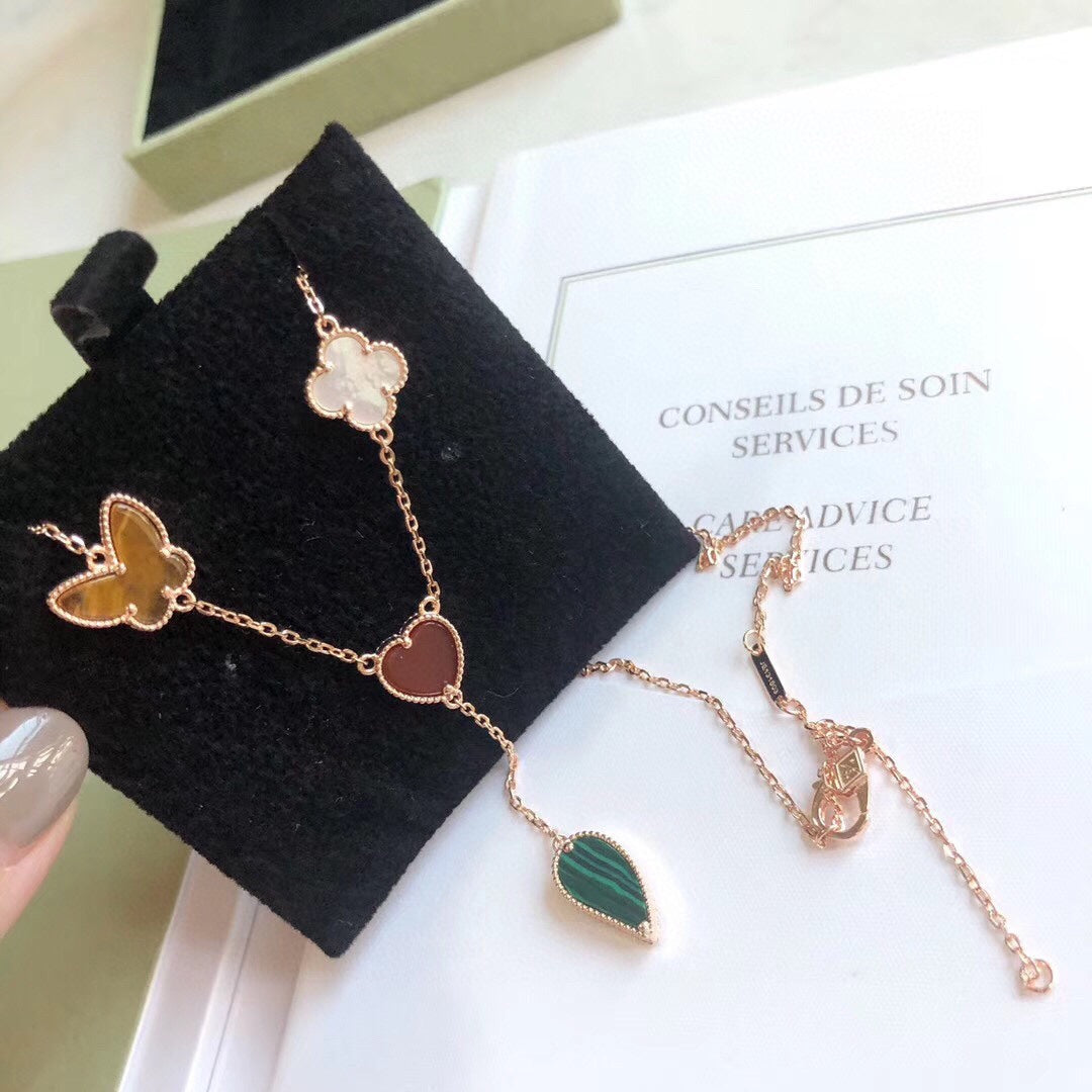 [Glitter Jewelry]LUCKY SPRING 4 MOTIFS ROSE GOLD NECKLACE