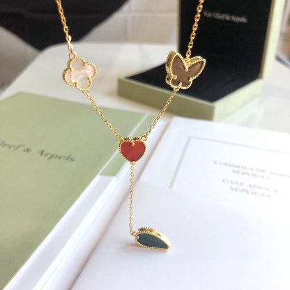 [Glitter Jewelry]LUCKY SPRING 4 MOTIFS ROSE GOLD NECKLACE