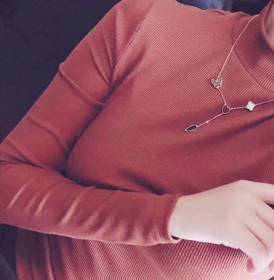 [Glitter Jewelry]LUCKY SPRING 4 MOTIFS ROSE GOLD NECKLACE