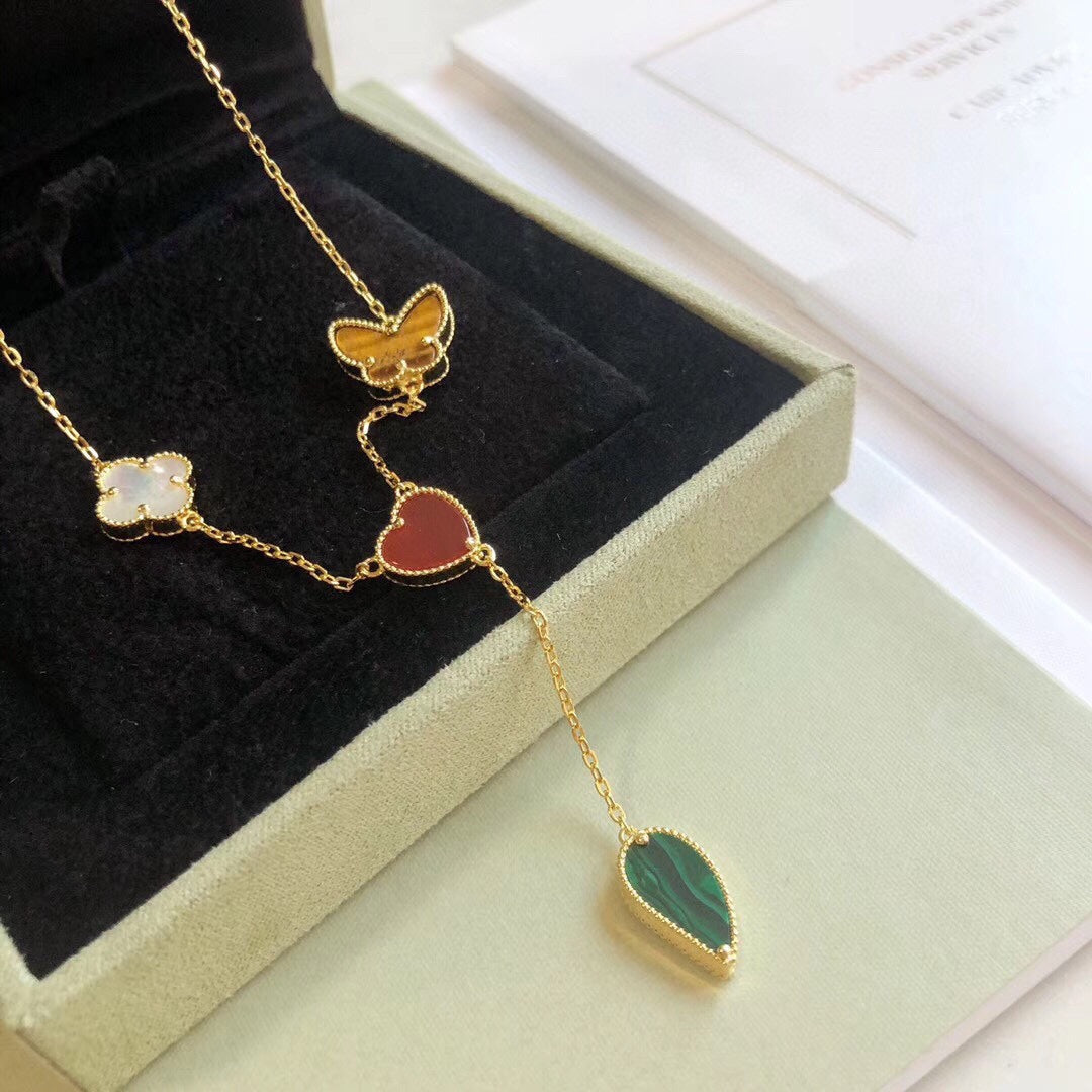 [Glitter Jewelry]LUCKY SPRING 4 MOTIFS ROSE GOLD NECKLACE