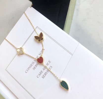 [Glitter Jewelry]LUCKY SPRING 4 MOTIFS ROSE GOLD NECKLACE
