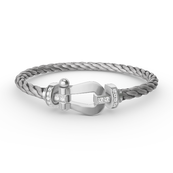 [Glitter Jewelry]FORCE LARGE HORSESHOE HALF DIAMOND BRACELET SILVER