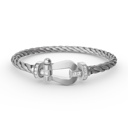 [Glitter Jewelry]FORCE LARGE HORSESHOE HALF DIAMOND BRACELET SILVER