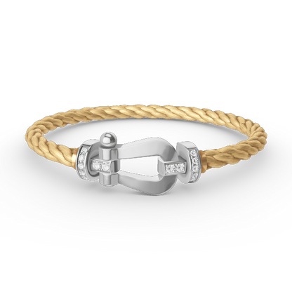 [Glitter Jewelry]FORCE LARGE HORSESHOE HALF DIAMOND BRACELET SILVER