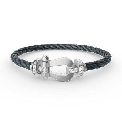 [Glitter Jewelry]FORCE LARGE HORSESHOE HALF DIAMOND BRACELET SILVER