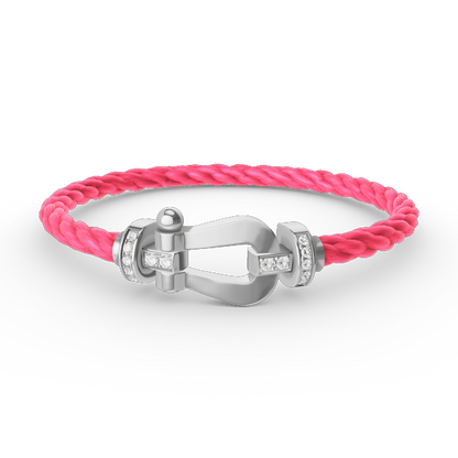 [Glitter Jewelry]FORCE LARGE HORSESHOE HALF DIAMOND BRACELET SILVER