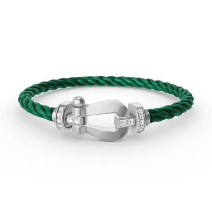 [Glitter Jewelry]FORCE LARGE HORSESHOE HALF DIAMOND BRACELET SILVER