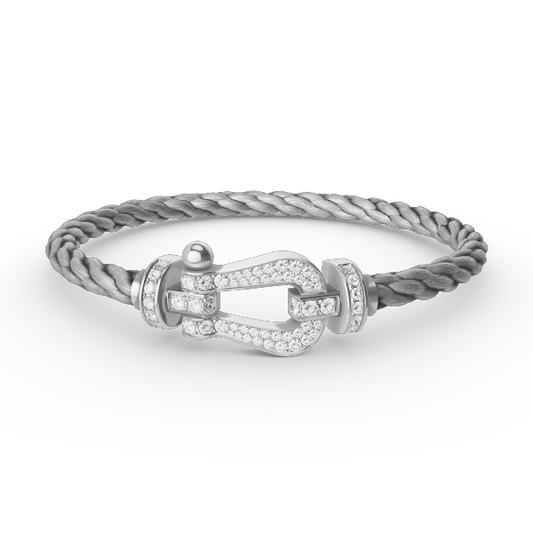 [Glitter Jewelry]FORCE LARGE HORSESHOE FULL DIAMOND BRACELET SILVER