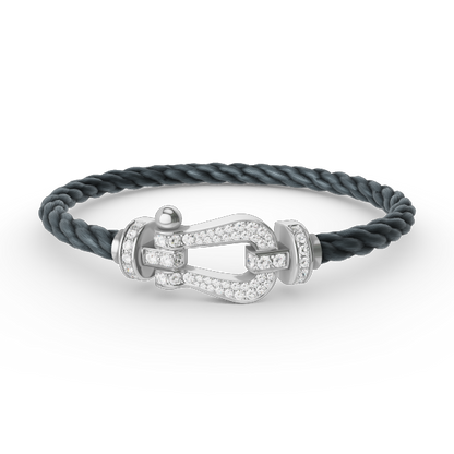 [Glitter Jewelry]FORCE LARGE HORSESHOE FULL DIAMOND BRACELET SILVER