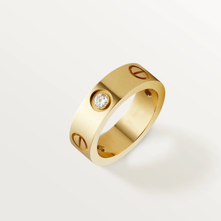 [Glitter Jewelry]LOVE RING 5.5MM 3 DIAMONDS PINK GOLD